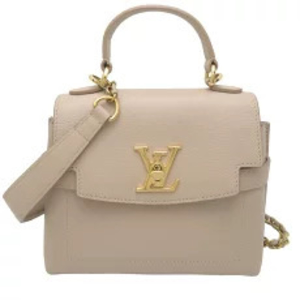 Louis Vuitton Lockme Ever Handbag Grain Calf Leather Greige